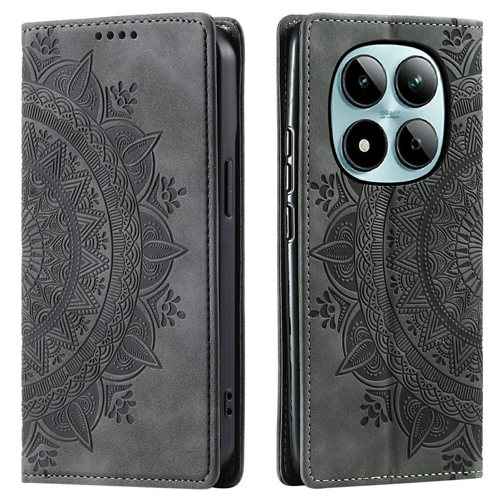 For Xiaomi Redmi Note 15 Pro 5G (Global) Case Magnetic Closing Leather Phone Cover Pattern Imprinted - Grey