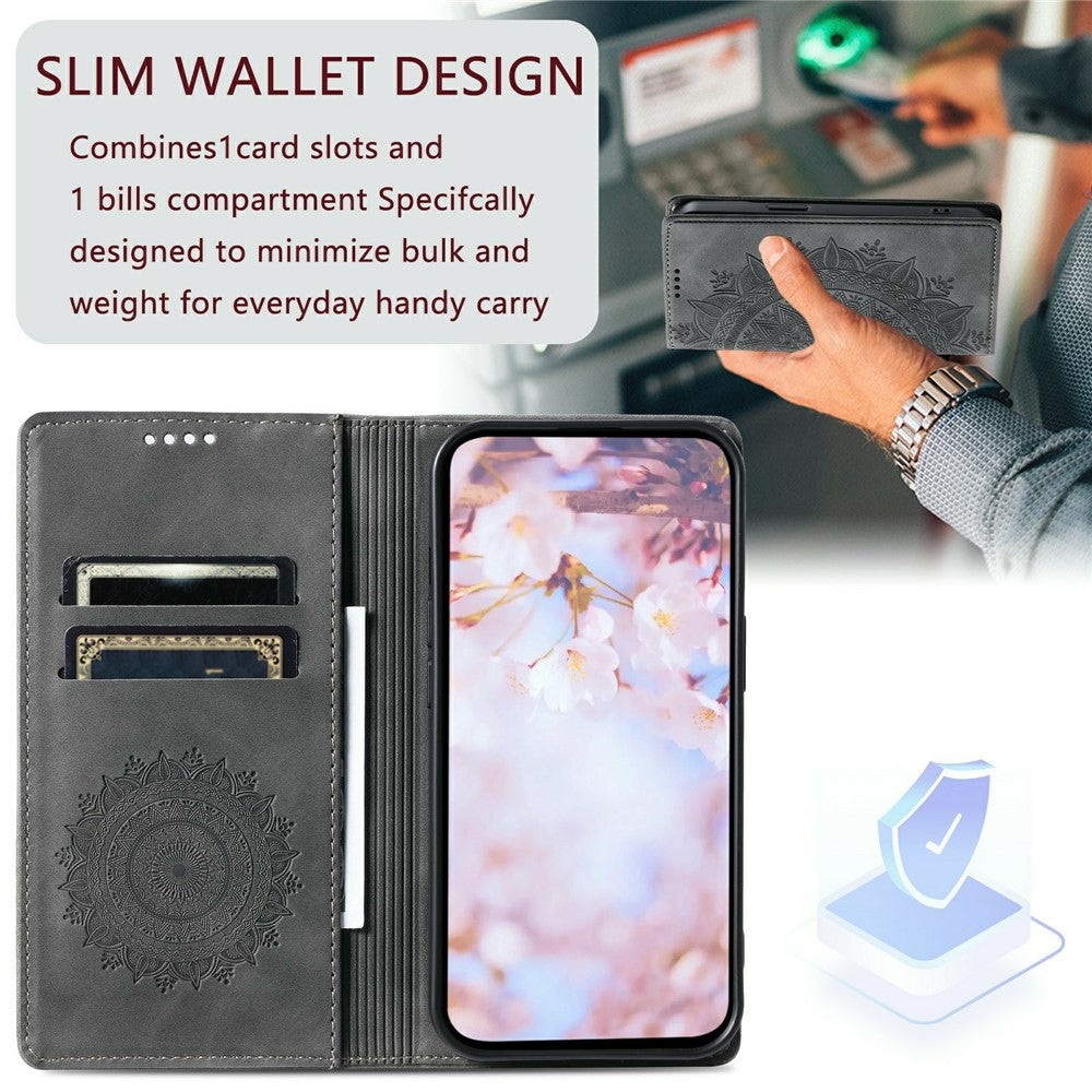 For Xiaomi Redmi Note 15 Pro 5G (Global) Case Magnetic Closing Leather Phone Cover Pattern Imprinted - Grey