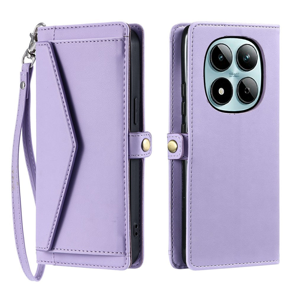 For Xiaomi Redmi Note 15 Pro 5G (Global) Leather Case with Wrist Strap Wallet Stand Phone Cover - Purple
