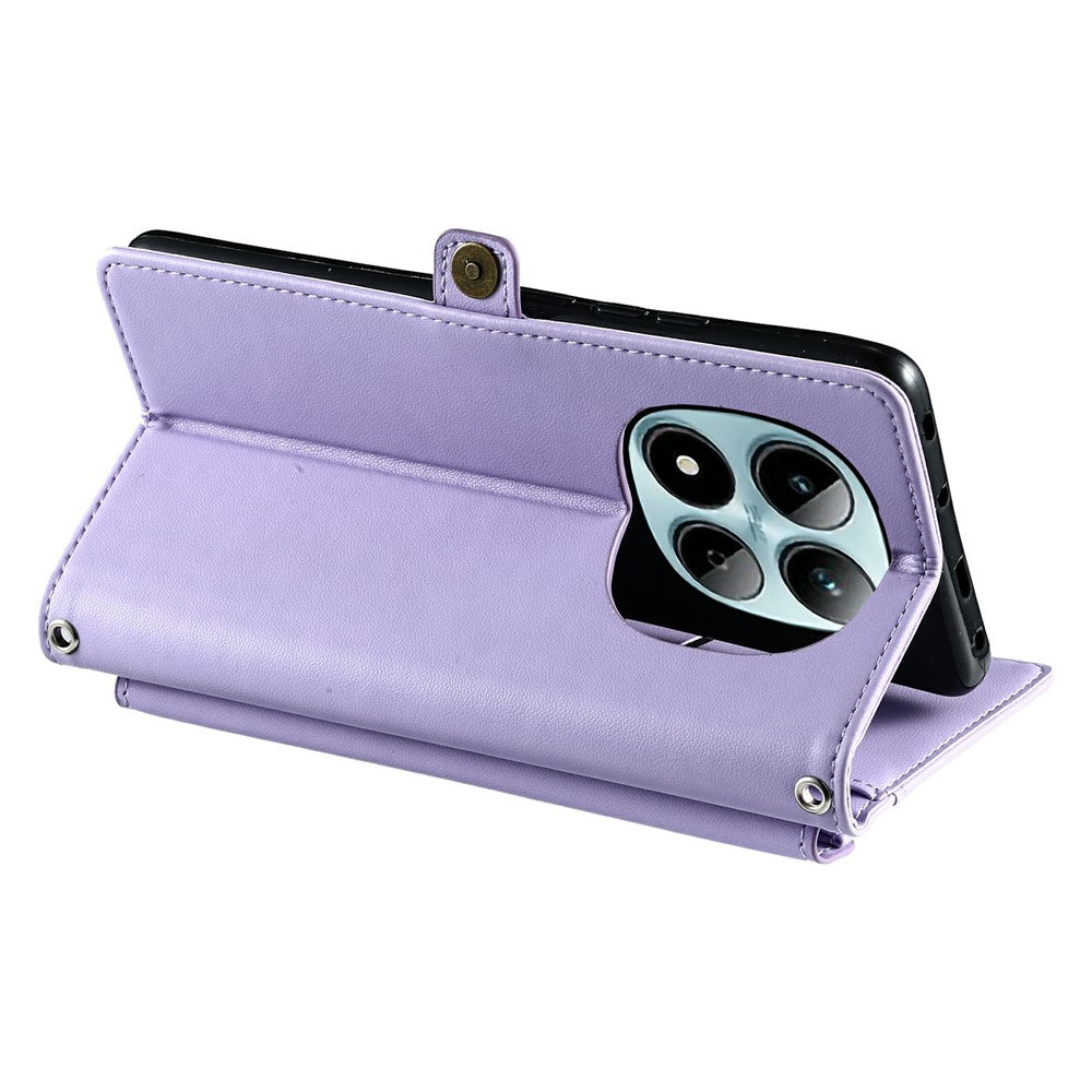 For Xiaomi Redmi Note 15 Pro 5G (Global) Leather Case with Wrist Strap Wallet Stand Phone Cover - Purple