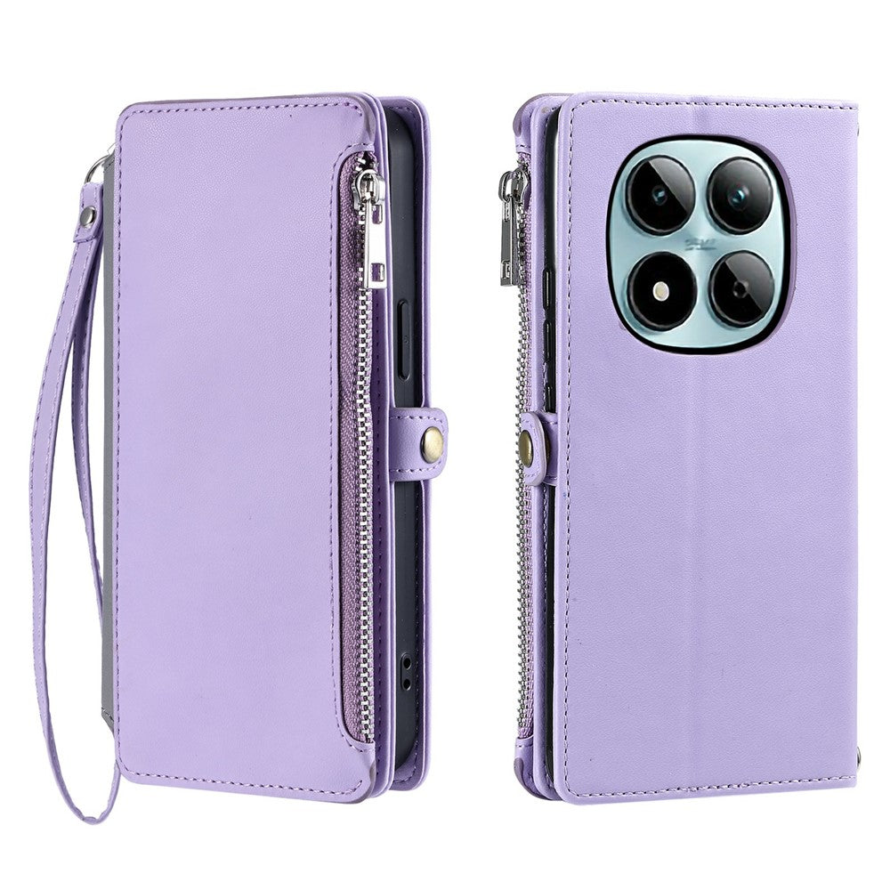 For Xiaomi Redmi Note 15 Pro 5G (Global) Case TPU + PU Leather Wallet Phone Cover with Wrist Strap - Purple