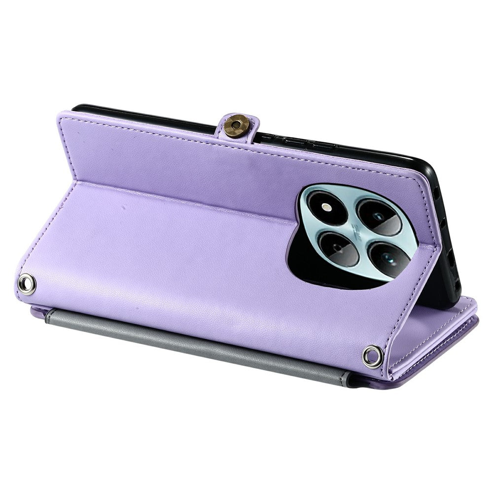 For Xiaomi Redmi Note 15 Pro 5G (Global) Case TPU + PU Leather Wallet Phone Cover with Wrist Strap - Purple
