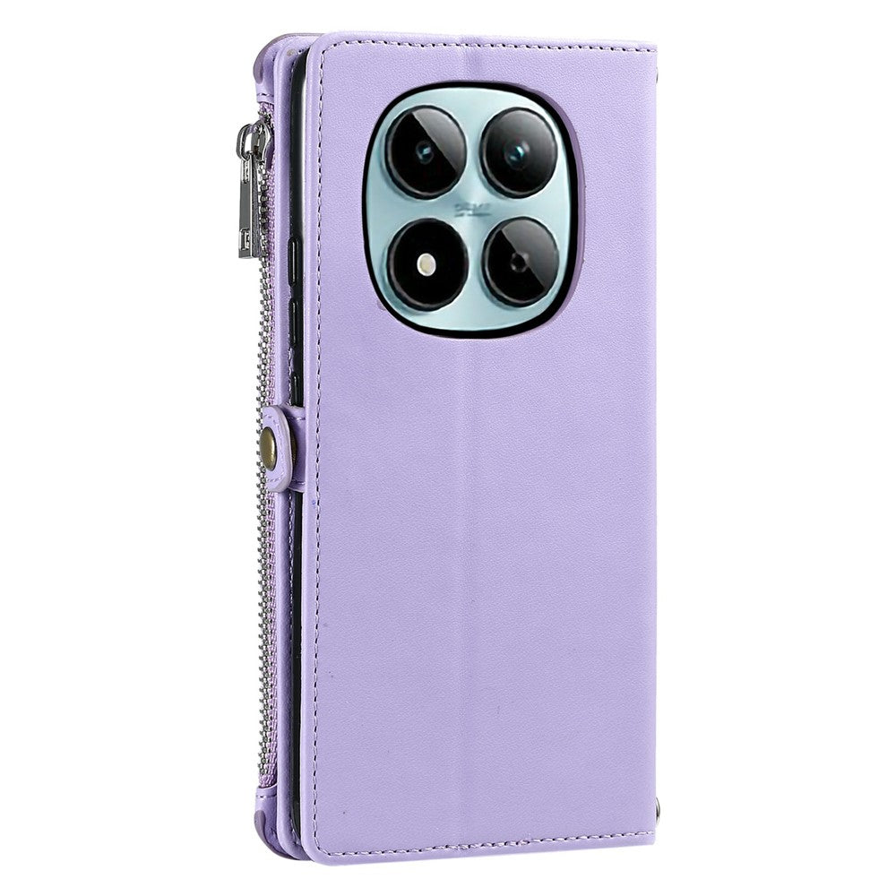 For Xiaomi Redmi Note 15 Pro 5G (Global) Case TPU + PU Leather Wallet Phone Cover with Wrist Strap - Purple
