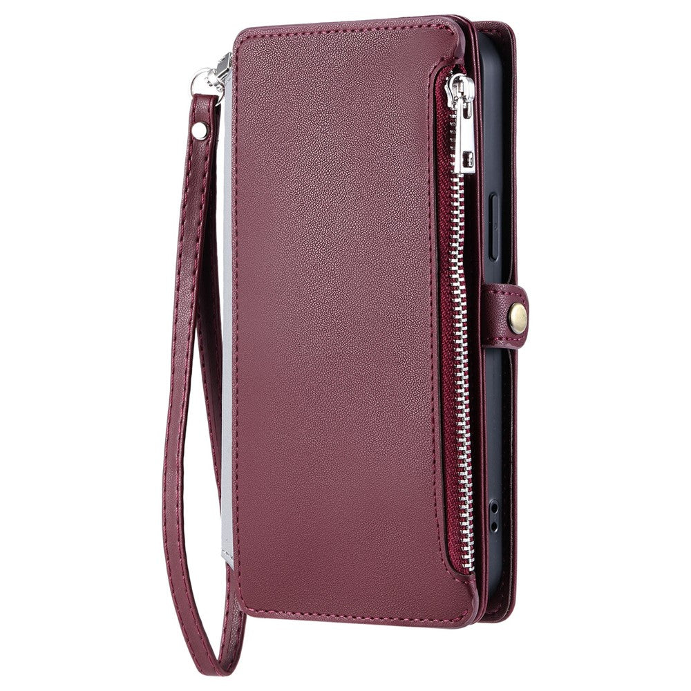 For Xiaomi Redmi Note 15 Pro 5G (Global) Case TPU + PU Leather Wallet Phone Cover with Wrist Strap - Wine Red