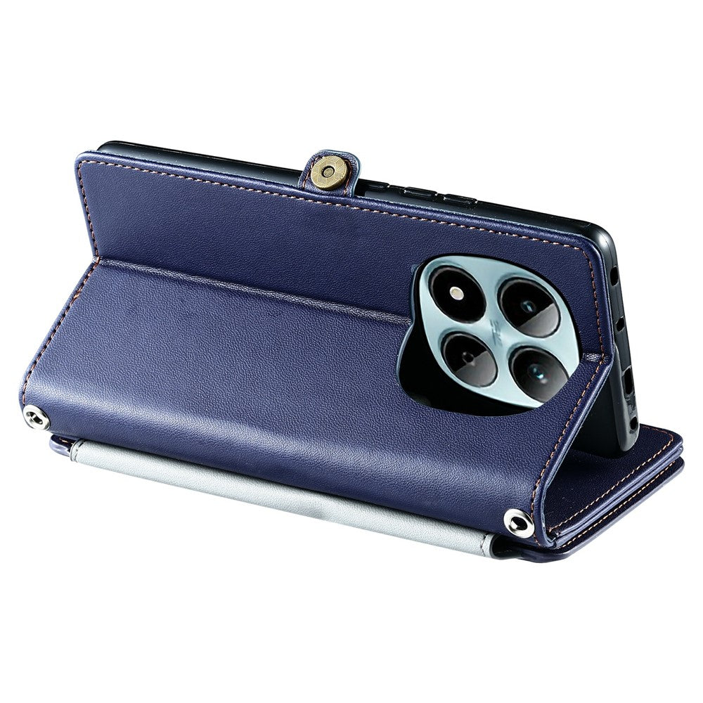 For Xiaomi Redmi Note 15 Pro 5G (Global) Case TPU + PU Leather Wallet Phone Cover with Wrist Strap - Blue