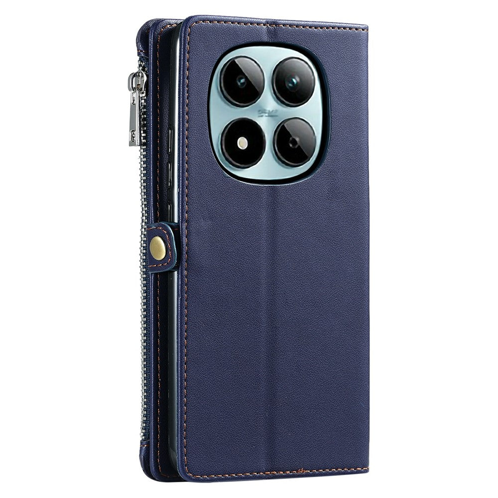 For Xiaomi Redmi Note 15 Pro 5G (Global) Case TPU + PU Leather Wallet Phone Cover with Wrist Strap - Blue