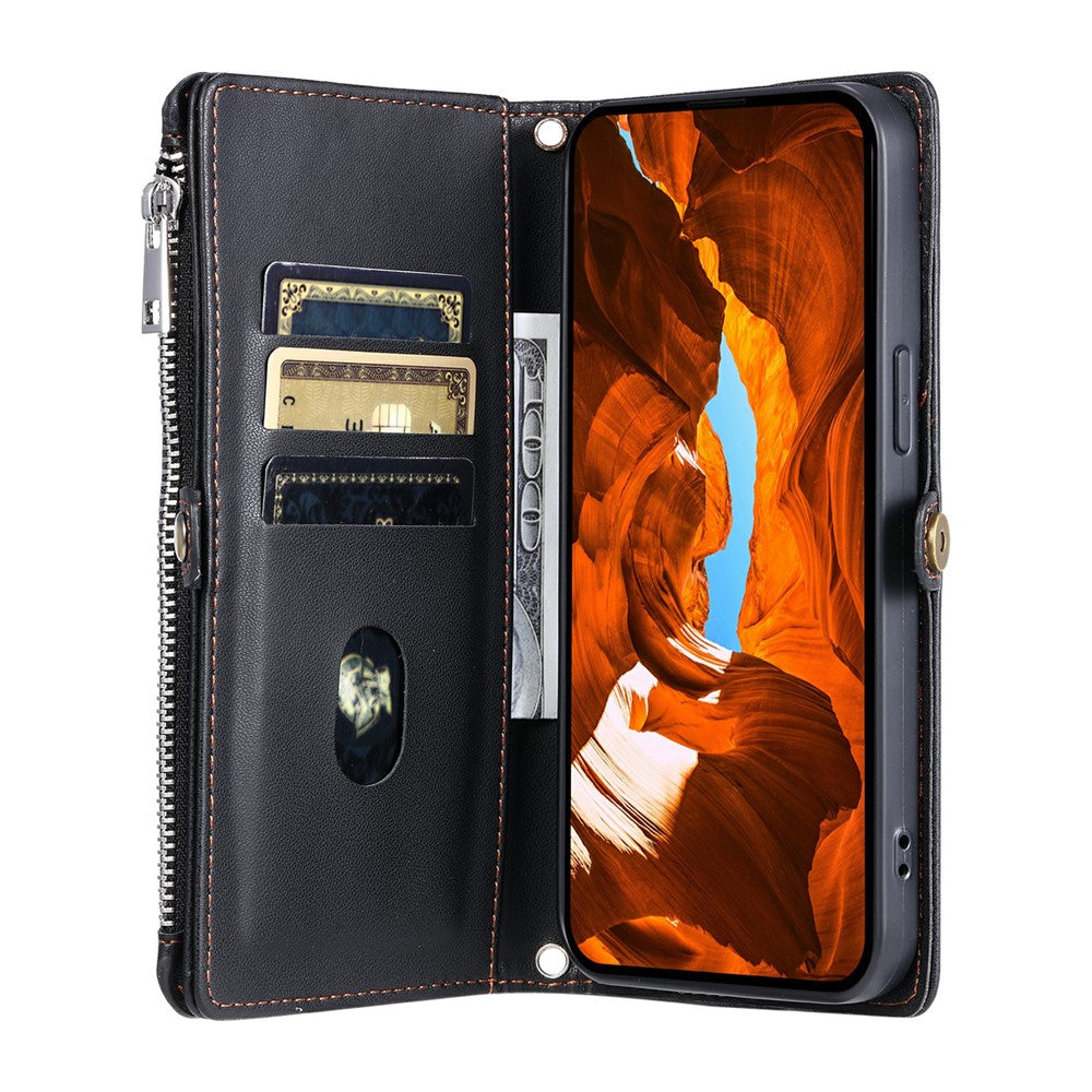 For Xiaomi Redmi Note 15 Pro 5G (Global) Case TPU + PU Leather Wallet Phone Cover with Wrist Strap - Black