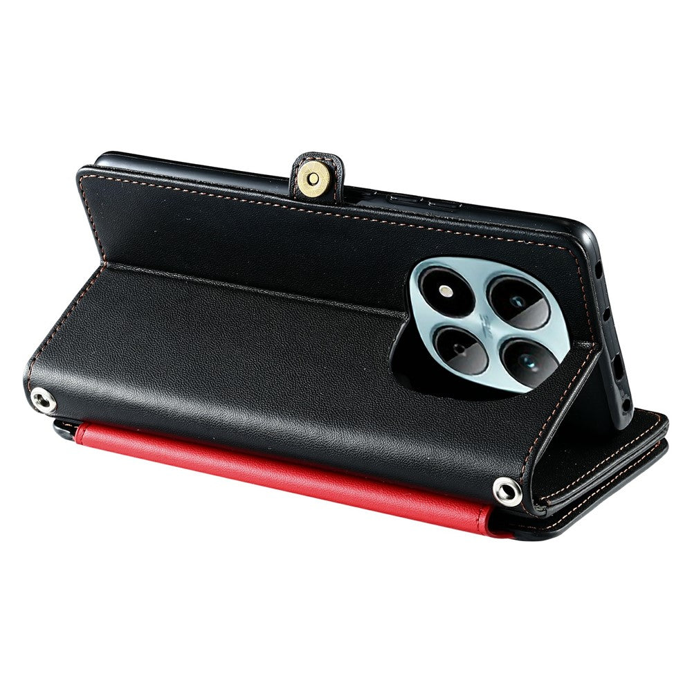 For Xiaomi Redmi Note 15 Pro 5G (Global) Case TPU + PU Leather Wallet Phone Cover with Wrist Strap - Black