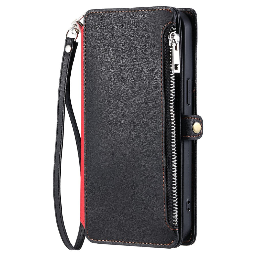 For Xiaomi Redmi Note 15 Pro 5G (Global) Case TPU + PU Leather Wallet Phone Cover with Wrist Strap - Black