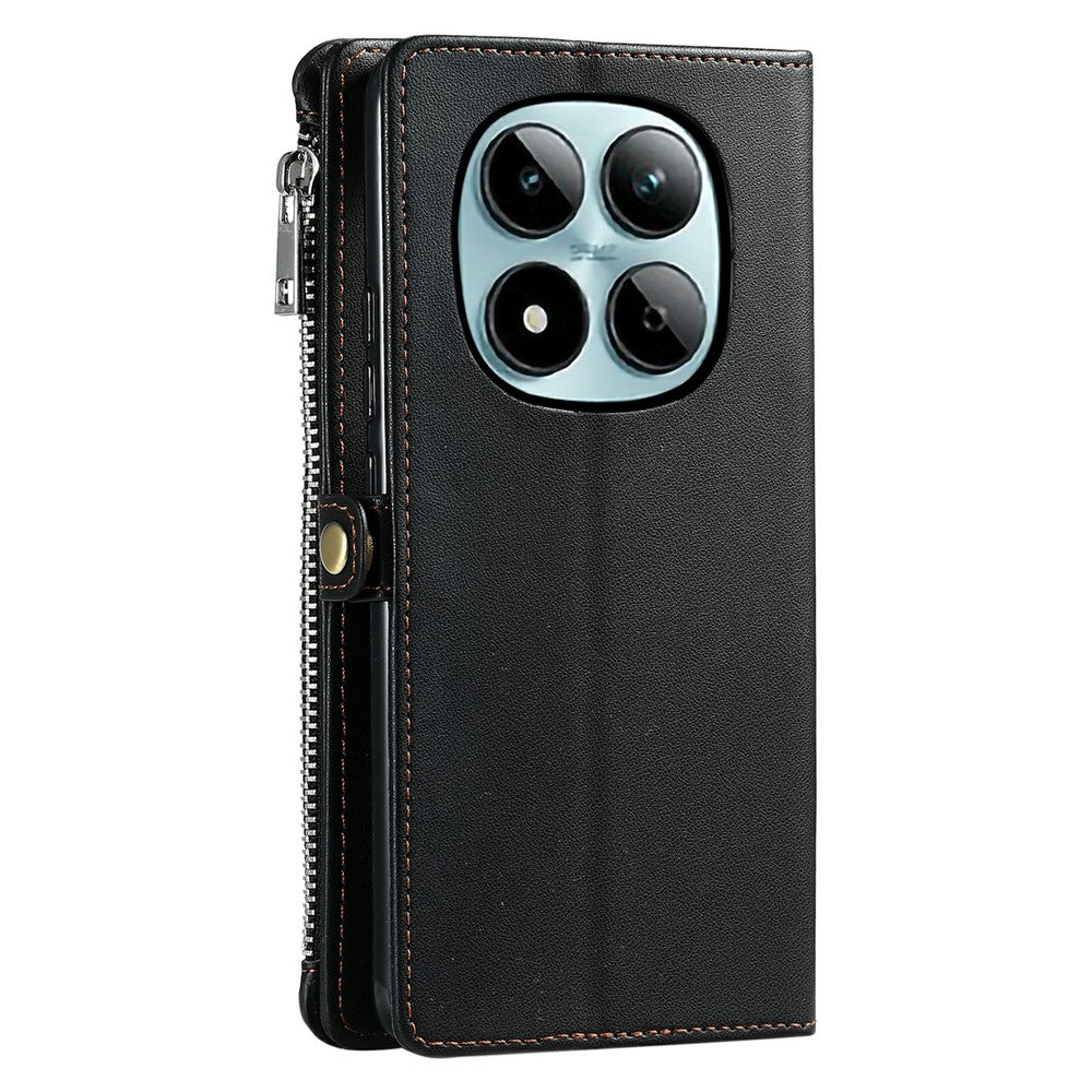 For Xiaomi Redmi Note 15 Pro 5G (Global) Case TPU + PU Leather Wallet Phone Cover with Wrist Strap - Black