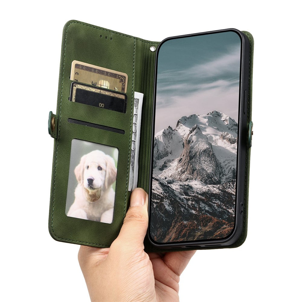 For Xiaomi Redmi Note 15 Pro 5G (Global) Case Skin Feel Totem Imprinted Wallet Leather Phone Cover with Hand Strap - Blackish Green
