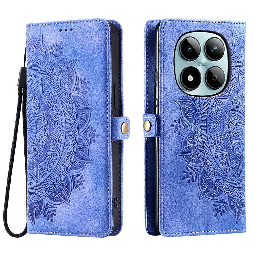 For Xiaomi Redmi Note 15 Pro 5G (Global) Case Skin Feel Totem Imprinted Wallet Leather Phone Cover with Hand Strap - Purple