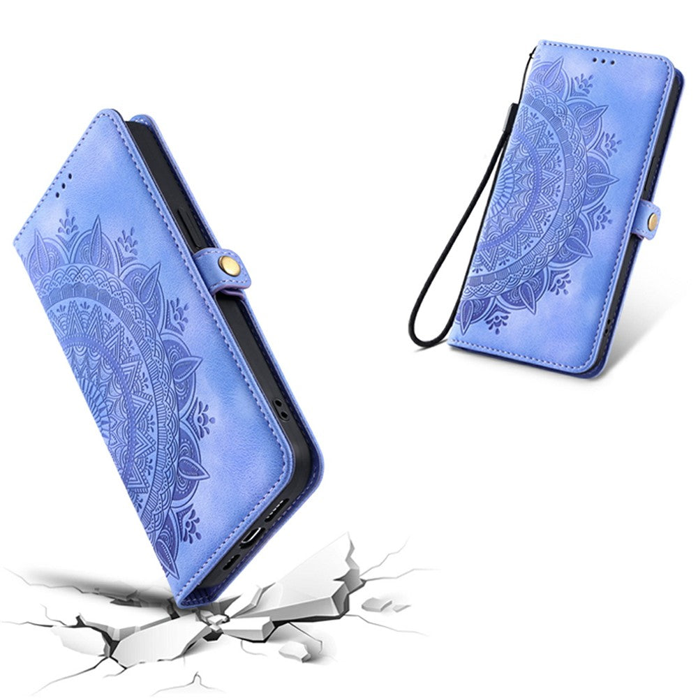 For Xiaomi Redmi Note 15 Pro 5G (Global) Case Skin Feel Totem Imprinted Wallet Leather Phone Cover with Hand Strap - Purple