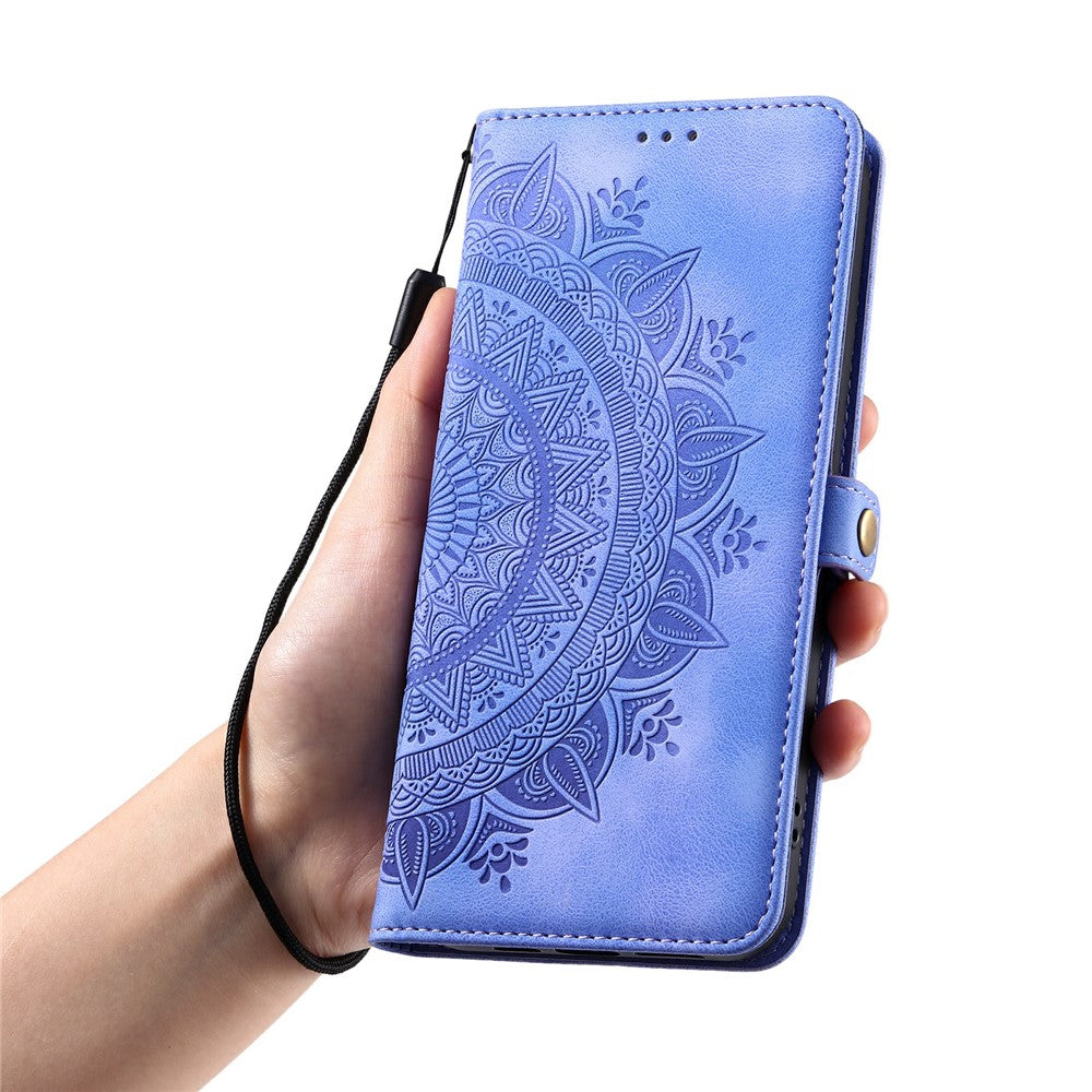 For Xiaomi Redmi Note 15 Pro 5G (Global) Case Skin Feel Totem Imprinted Wallet Leather Phone Cover with Hand Strap - Purple
