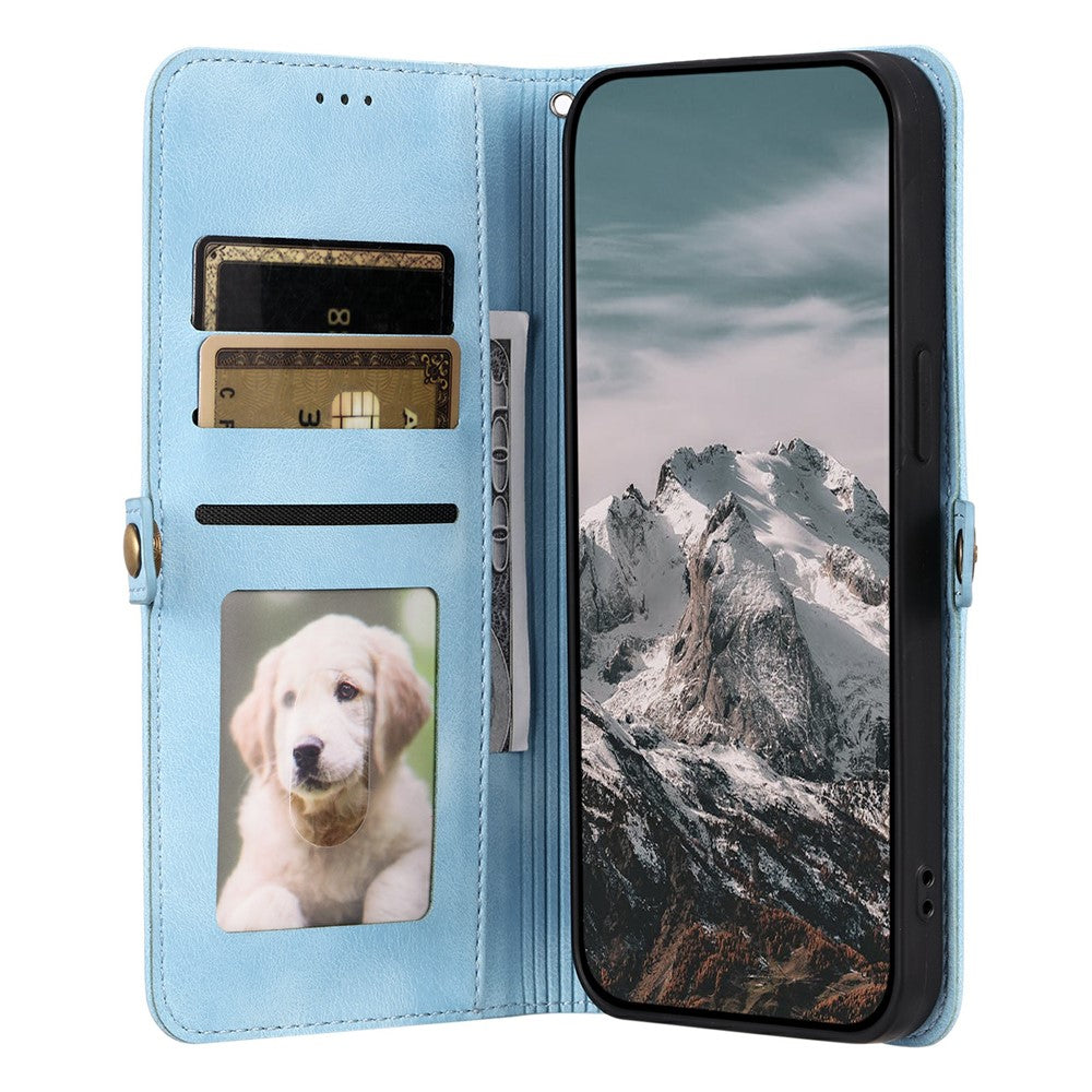 For Xiaomi Redmi Note 15 Pro 5G (Global) Case Skin Feel Totem Imprinted Wallet Leather Phone Cover with Hand Strap - Lake Blue