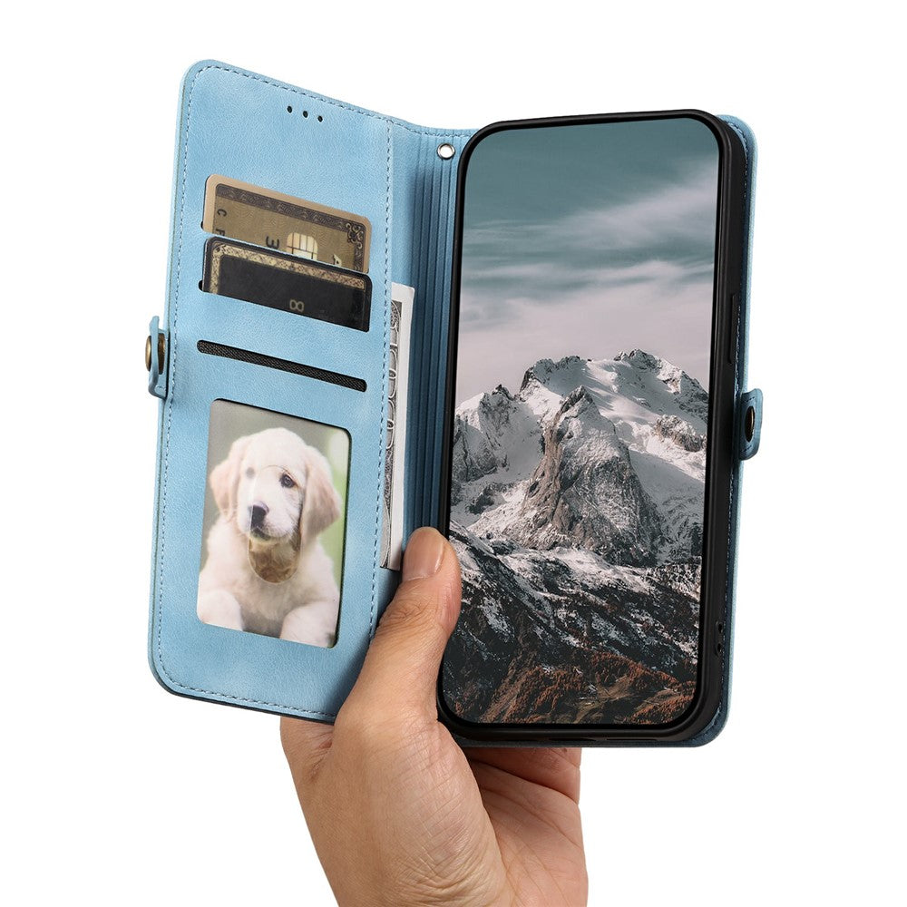 For Xiaomi Redmi Note 15 Pro 5G (Global) Case Skin Feel Totem Imprinted Wallet Leather Phone Cover with Hand Strap - Lake Blue