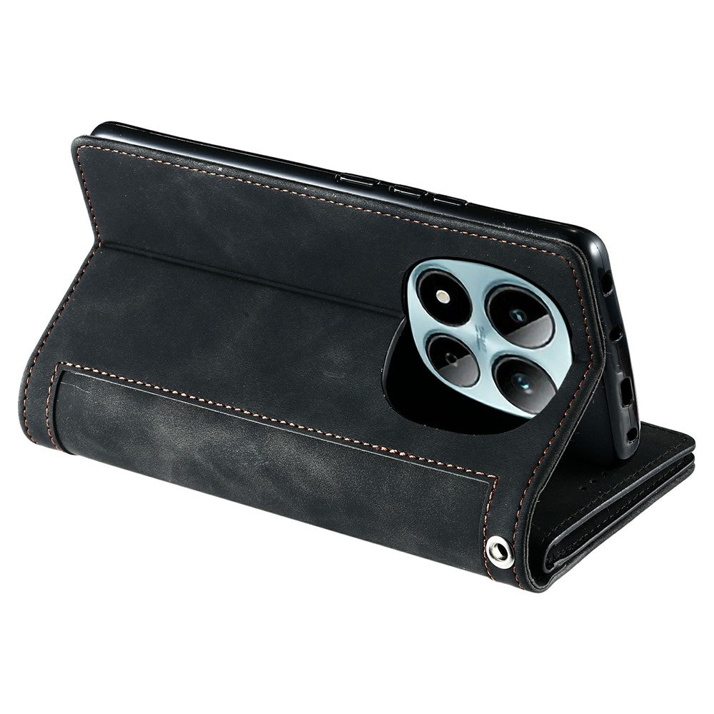 For Xiaomi Redmi Note 15 Pro 5G (Global) Case 9 Card Slots Zipper Wallet PU Leather Phone Cover with Wrist Strap - Black