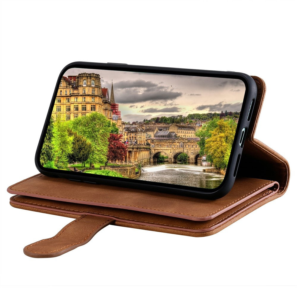 For Xiaomi Redmi Note 15 Pro 5G (Global) Case 9 Card Slots Zipper Wallet PU Leather Phone Cover with Wrist Strap - Brown