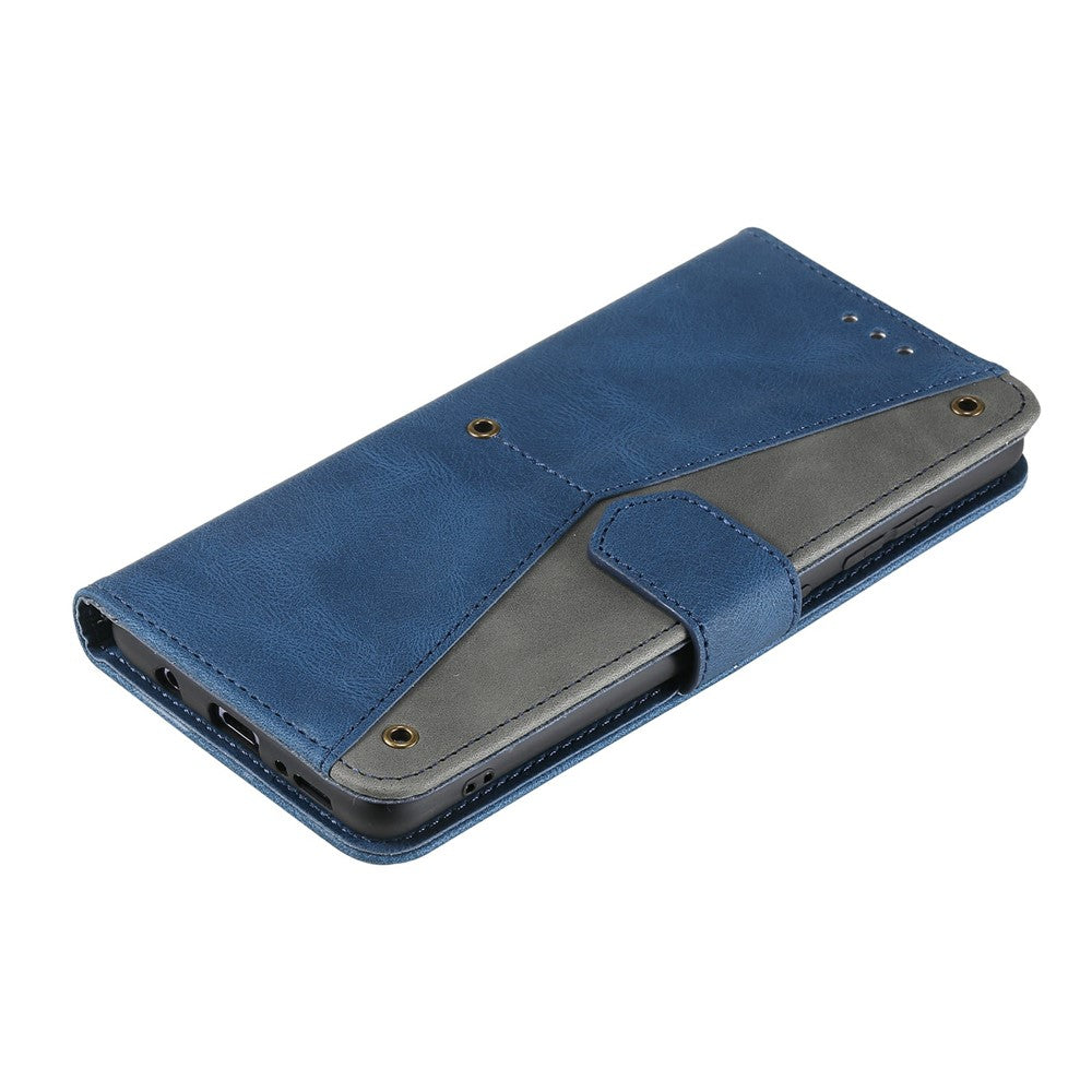 For Xiaomi Redmi Note 15 Pro 5G (Global) Leather Case Splicing Stitching Wallet Phone Cover with Wrist Strap - Blue