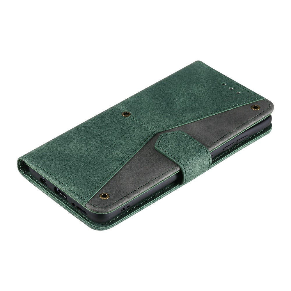 For Xiaomi Redmi Note 15 Pro 5G (Global) Leather Case Splicing Stitching Wallet Phone Cover with Wrist Strap - Green
