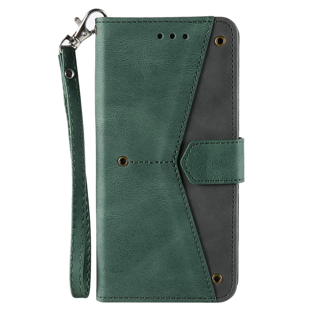 For Xiaomi Redmi Note 15 Pro 5G (Global) Leather Case Splicing Stitching Wallet Phone Cover with Wrist Strap - Green