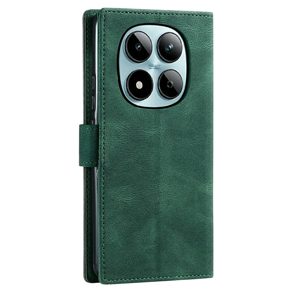 For Xiaomi Redmi Note 15 Pro 5G (Global) Leather Case Splicing Stitching Wallet Phone Cover with Wrist Strap - Green