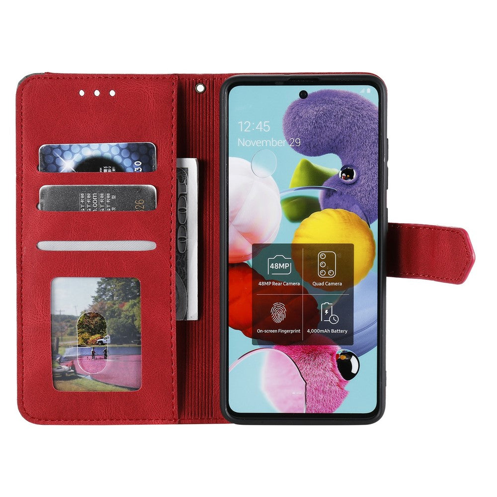 For Xiaomi Redmi Note 15 Pro 5G (Global) Leather Case Splicing Stitching Wallet Phone Cover with Wrist Strap - Red
