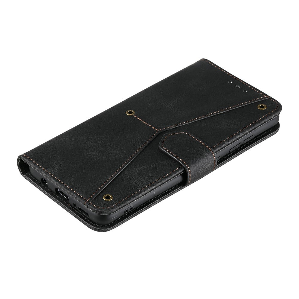 For Xiaomi Redmi Note 15 Pro 5G (Global) Leather Case Splicing Stitching Wallet Phone Cover with Wrist Strap - Black