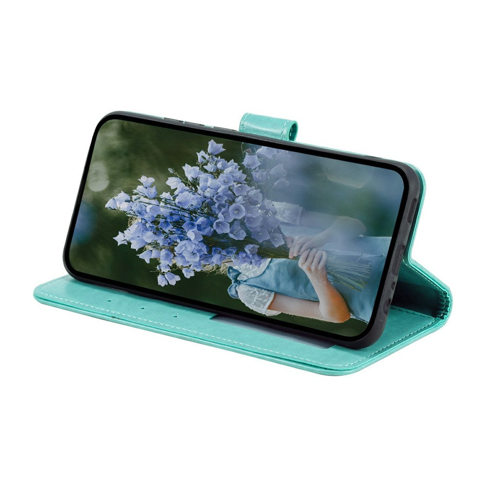 For Xiaomi Redmi Note 15 Pro 5G (Global) Stand Case Imprinted Totem PU Leather Wallet Phone Cover with Wrist Strap - Mint Green