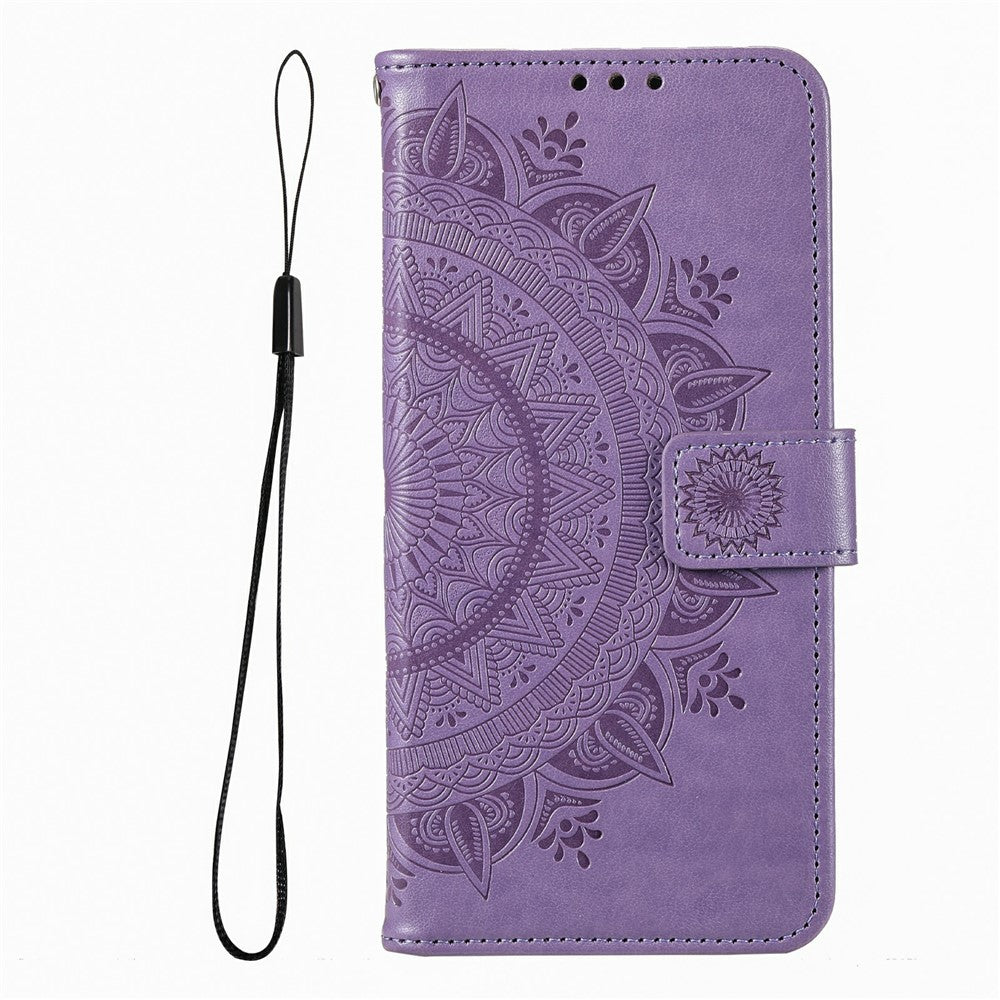 For Xiaomi Redmi Note 15 Pro 5G (Global) Stand Case Imprinted Totem PU Leather Wallet Phone Cover with Wrist Strap - Purple