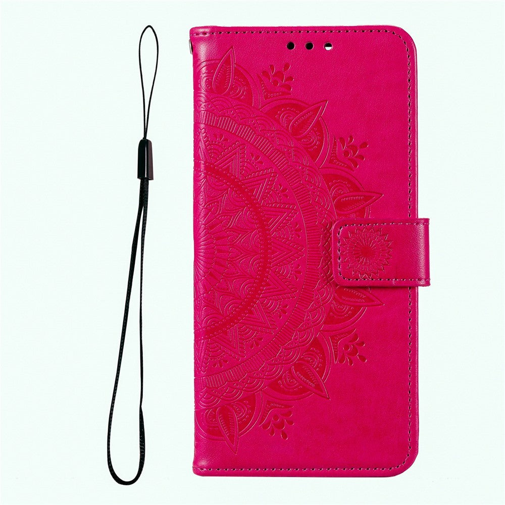 For Xiaomi Redmi Note 15 Pro 5G (Global) Stand Case Imprinted Totem PU Leather Wallet Phone Cover with Wrist Strap - Rose