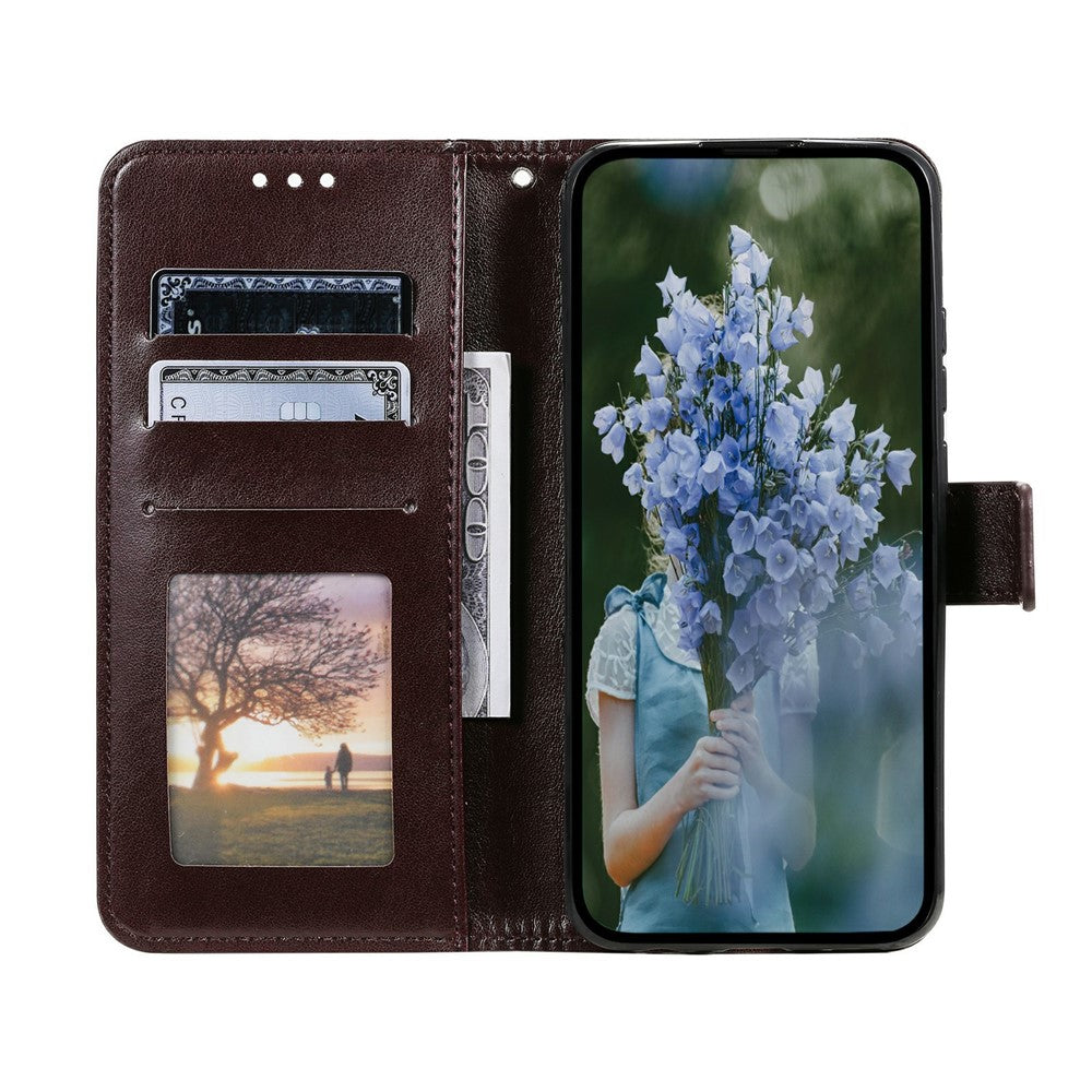 For Xiaomi Redmi Note 15 Pro 5G (Global) Stand Case Imprinted Totem PU Leather Wallet Phone Cover with Wrist Strap - Brown