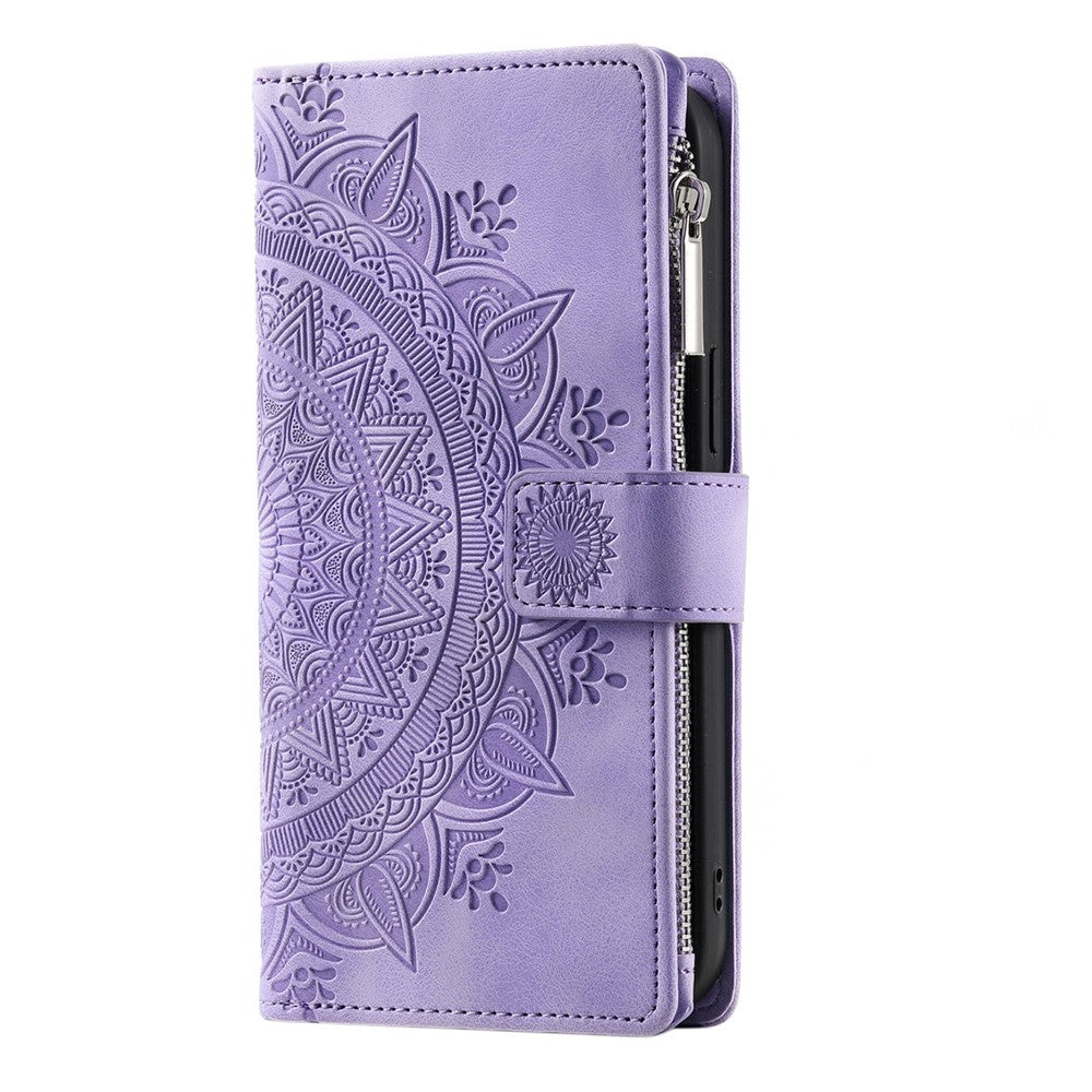 For Xiaomi Poco M8 Pro 5G / Redmi Note 15 Pro+ 5G (Global) Wallet Case Mandala Flower Pattern PU Leather Phone Cover with Wrist Strap - Purple