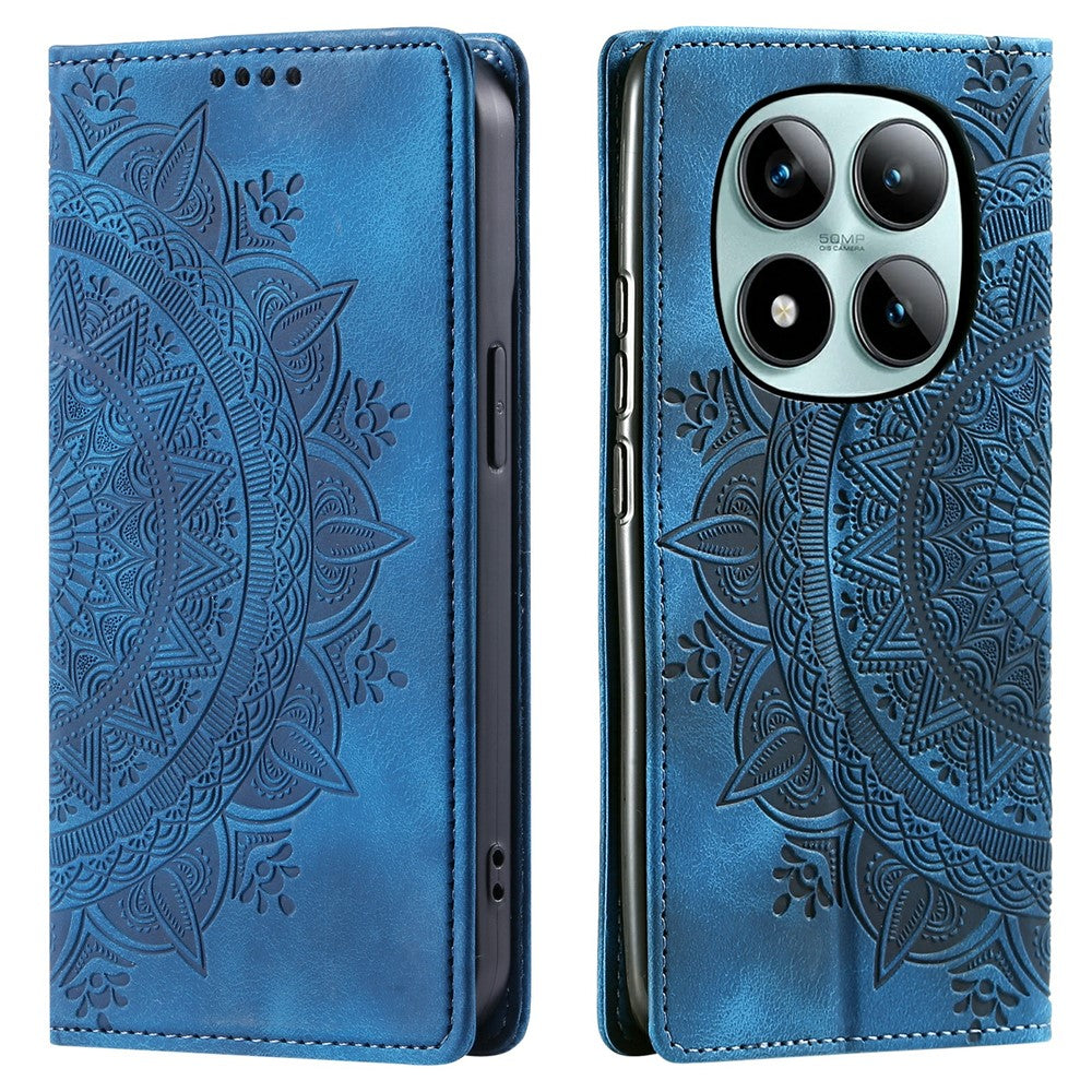 For Xiaomi Poco M8 Pro 5G / Redmi Note 15 Pro+ 5G (Global) Case Magnetic Closing Leather Phone Cover Pattern Imprinted - Blue