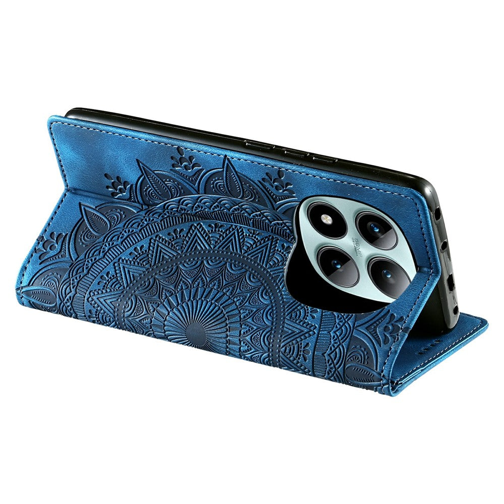 For Xiaomi Poco M8 Pro 5G / Redmi Note 15 Pro+ 5G (Global) Case Magnetic Closing Leather Phone Cover Pattern Imprinted - Blue