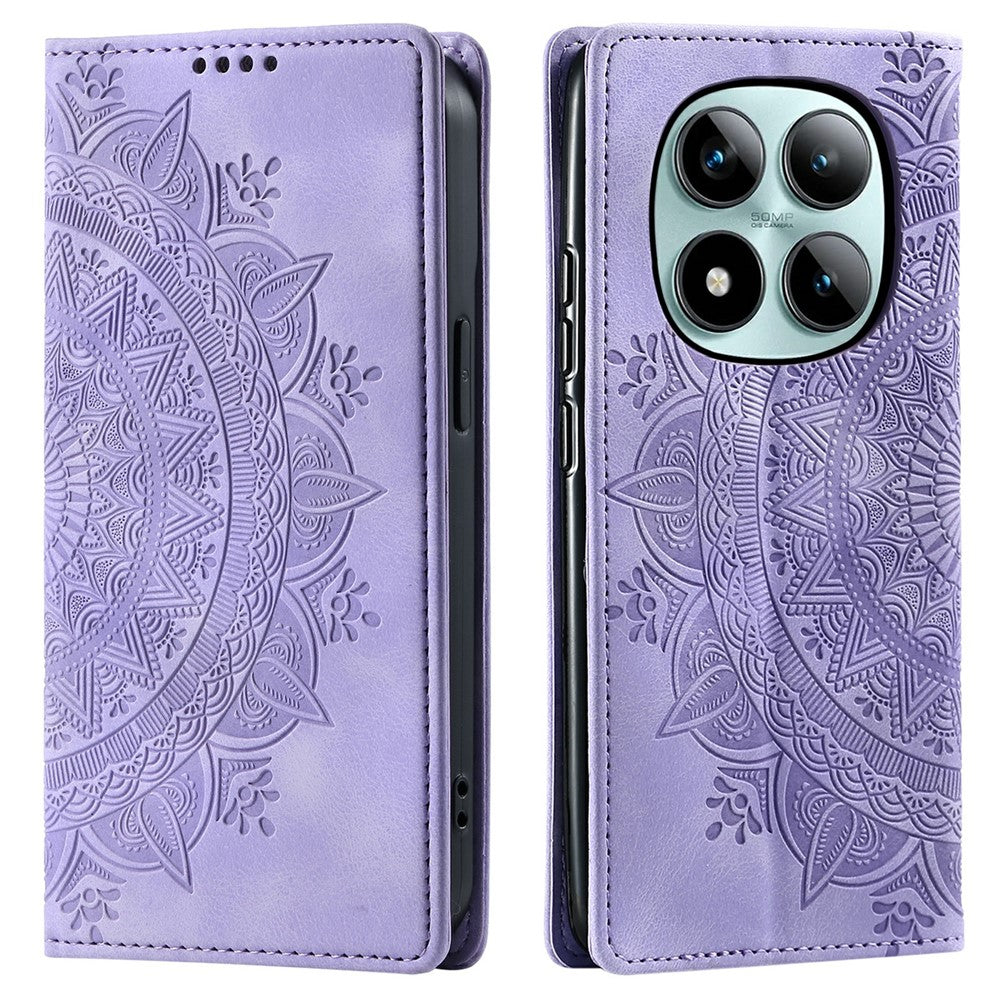 For Xiaomi Poco M8 Pro 5G / Redmi Note 15 Pro+ 5G (Global) Case Magnetic Closing Leather Phone Cover Pattern Imprinted - Purple
