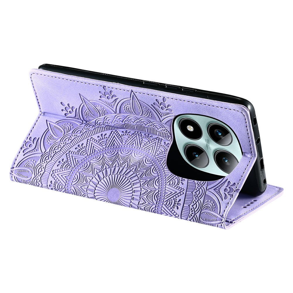 For Xiaomi Poco M8 Pro 5G / Redmi Note 15 Pro+ 5G (Global) Case Magnetic Closing Leather Phone Cover Pattern Imprinted - Purple