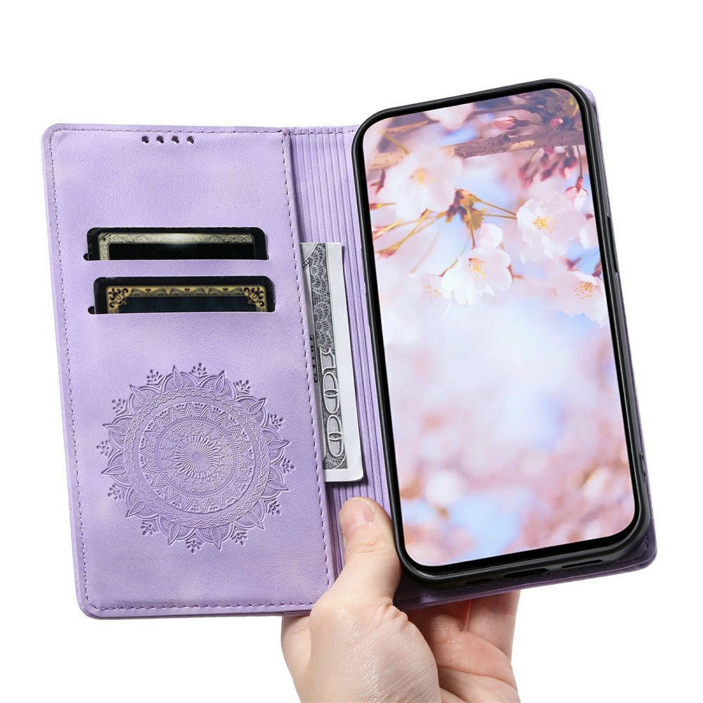 For Xiaomi Poco M8 Pro 5G / Redmi Note 15 Pro+ 5G (Global) Case Magnetic Closing Leather Phone Cover Pattern Imprinted - Purple