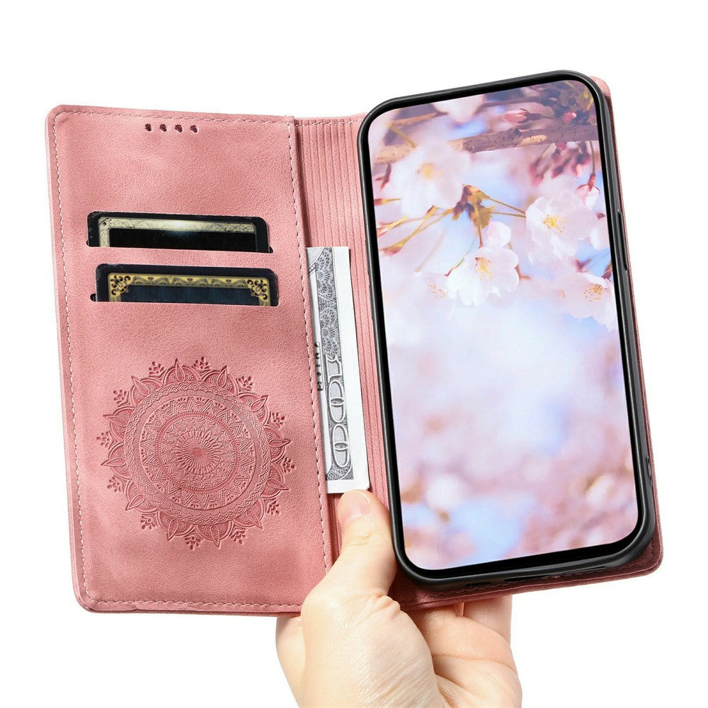 For Xiaomi Poco M8 Pro 5G / Redmi Note 15 Pro+ 5G (Global) Case Magnetic Closing Leather Phone Cover Pattern Imprinted - Rose Gold