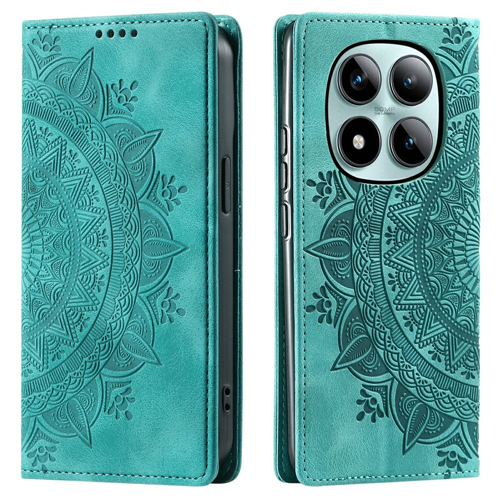 For Xiaomi Poco M8 Pro 5G / Redmi Note 15 Pro+ 5G (Global) Case Magnetic Closing Leather Phone Cover Pattern Imprinted - Mint Green