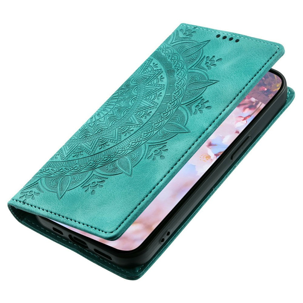For Xiaomi Poco M8 Pro 5G / Redmi Note 15 Pro+ 5G (Global) Case Magnetic Closing Leather Phone Cover Pattern Imprinted - Mint Green