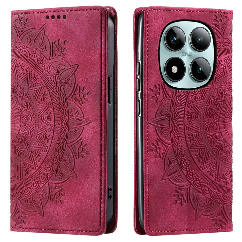 For Xiaomi Poco M8 Pro 5G / Redmi Note 15 Pro+ 5G (Global) Case Magnetic Closing Leather Phone Cover Pattern Imprinted - Rose