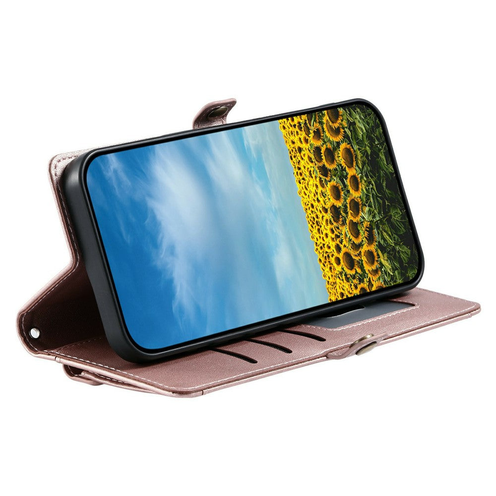 For Xiaomi Poco M8 Pro 5G / Redmi Note 15 Pro+ 5G (Global) Leather Case with Wrist Strap Wallet Stand Phone Cover - Rose Gold
