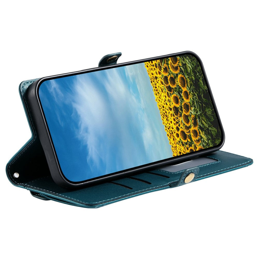 For Xiaomi Poco M8 Pro 5G / Redmi Note 15 Pro+ 5G (Global) Leather Case with Wrist Strap Wallet Stand Phone Cover - Blackish Green