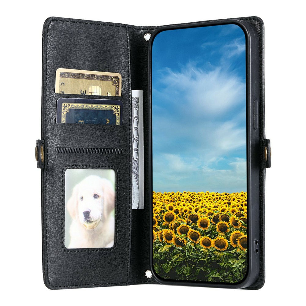 For Xiaomi Poco M8 Pro 5G / Redmi Note 15 Pro+ 5G (Global) Leather Case with Wrist Strap Wallet Stand Phone Cover - Black