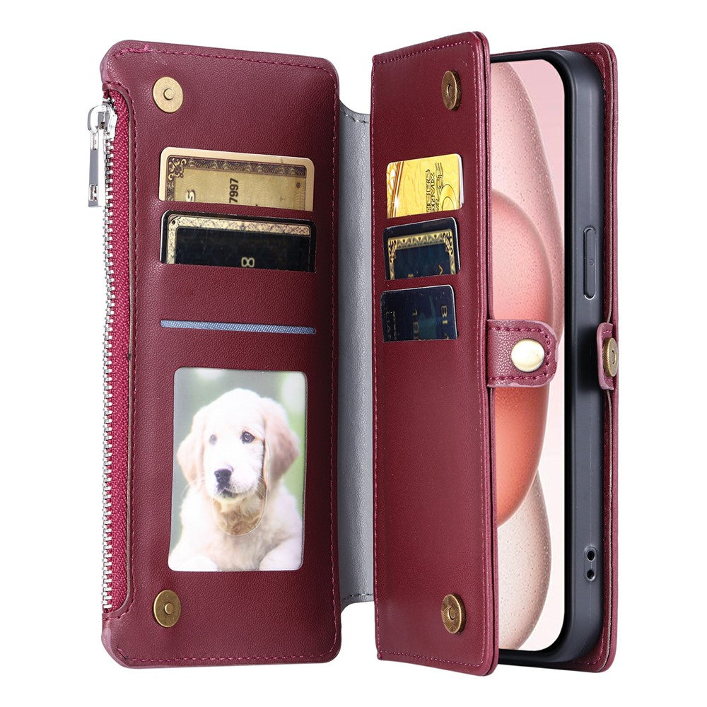 For Xiaomi Poco M8 Pro 5G / Redmi Note 15 Pro+ 5G (Global) Case TPU + PU Leather Wallet Phone Cover with Wrist Strap - Wine Red