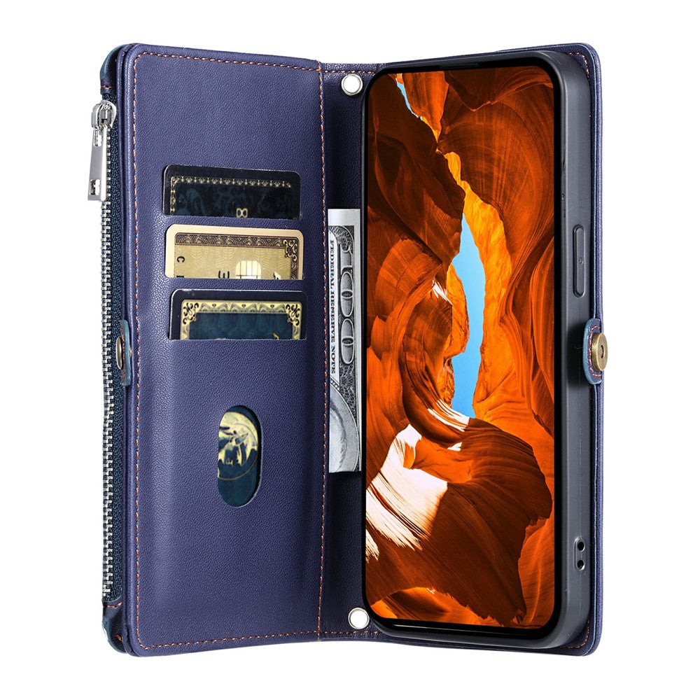 For Xiaomi Poco M8 Pro 5G / Redmi Note 15 Pro+ 5G (Global) Case TPU + PU Leather Wallet Phone Cover with Wrist Strap - Blue