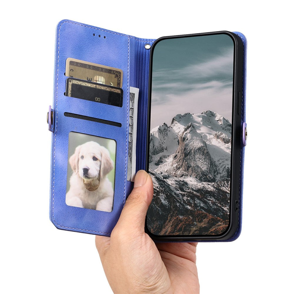 For Xiaomi Poco M8 Pro 5G / Redmi Note 15 Pro+ 5G (Global) Case Skin Feel Totem Imprinted Wallet Leather Phone Cover with Hand Strap - Purple