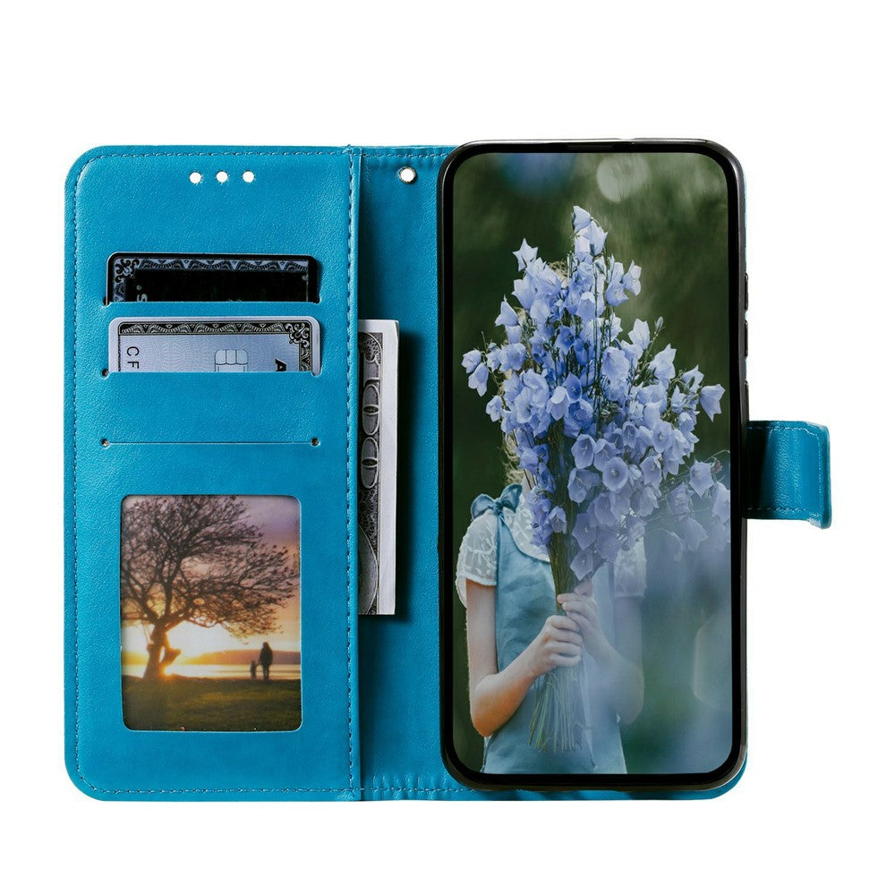 For Xiaomi Poco M8 Pro 5G / Redmi Note 15 Pro+ 5G (Global) Stand Case Imprinted Totem PU Leather Wallet Phone Cover with Wrist Strap - Blue