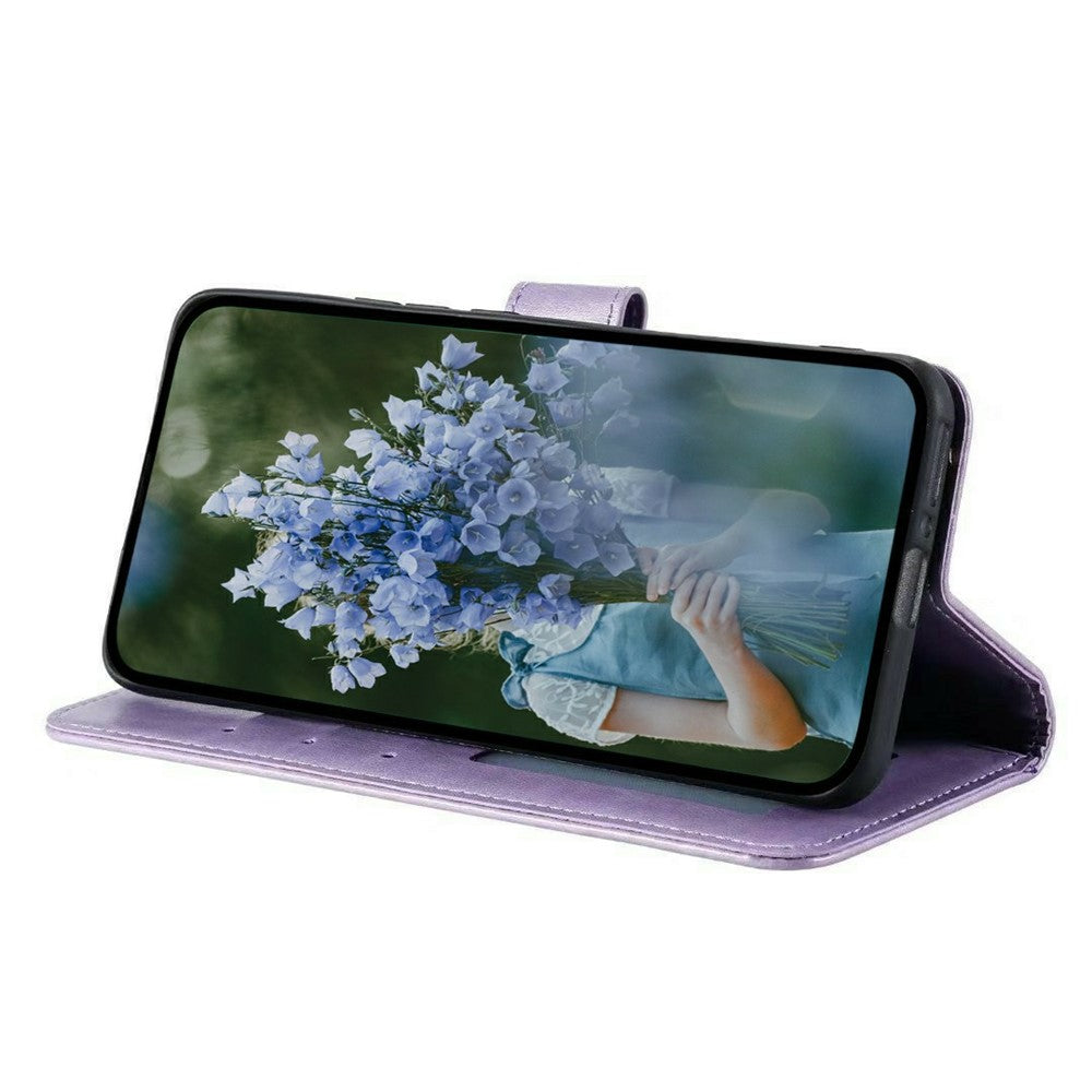 For Xiaomi Poco M8 Pro 5G / Redmi Note 15 Pro+ 5G (Global) Stand Case Imprinted Totem PU Leather Wallet Phone Cover with Wrist Strap - Purple